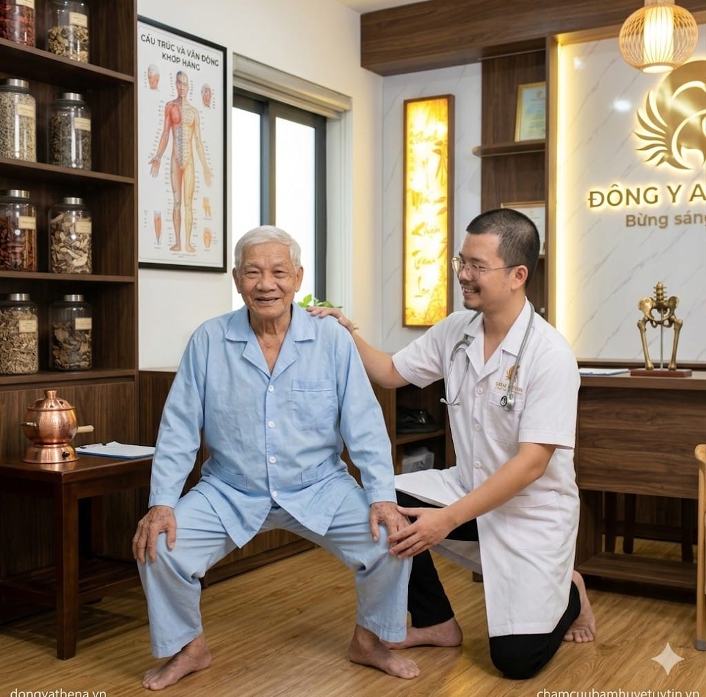 Ảnh 1 Bệnh nhân phục hồi tầm vận động sau liệu trình tại Đông Y Athena